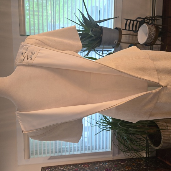 Vintage Travilla Short Sleeve Peplum Belted Dress Cream Womens Size 10 - Picture 10 of 12